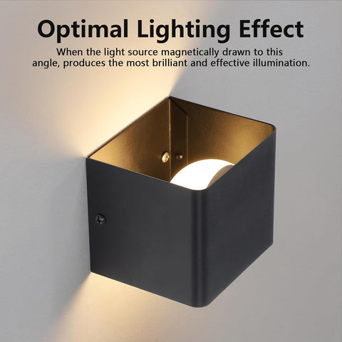 Wall Light LED Indoor - Black Wall Sconce Indoor USB Rechargeable 1.5W 3000K 4000K 6000K Brightness Adjustable - Modern Wall Lamp for Living Room Bedroom Stairs Hallway