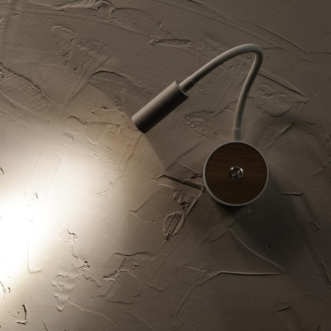 LED Wall Reading Lamp with Switch, Industrial White Wood Lamp, 360 Rotating Gooseneck Lamp, Wall Light for Bedroom, Hallway, Hotel, 3000K
