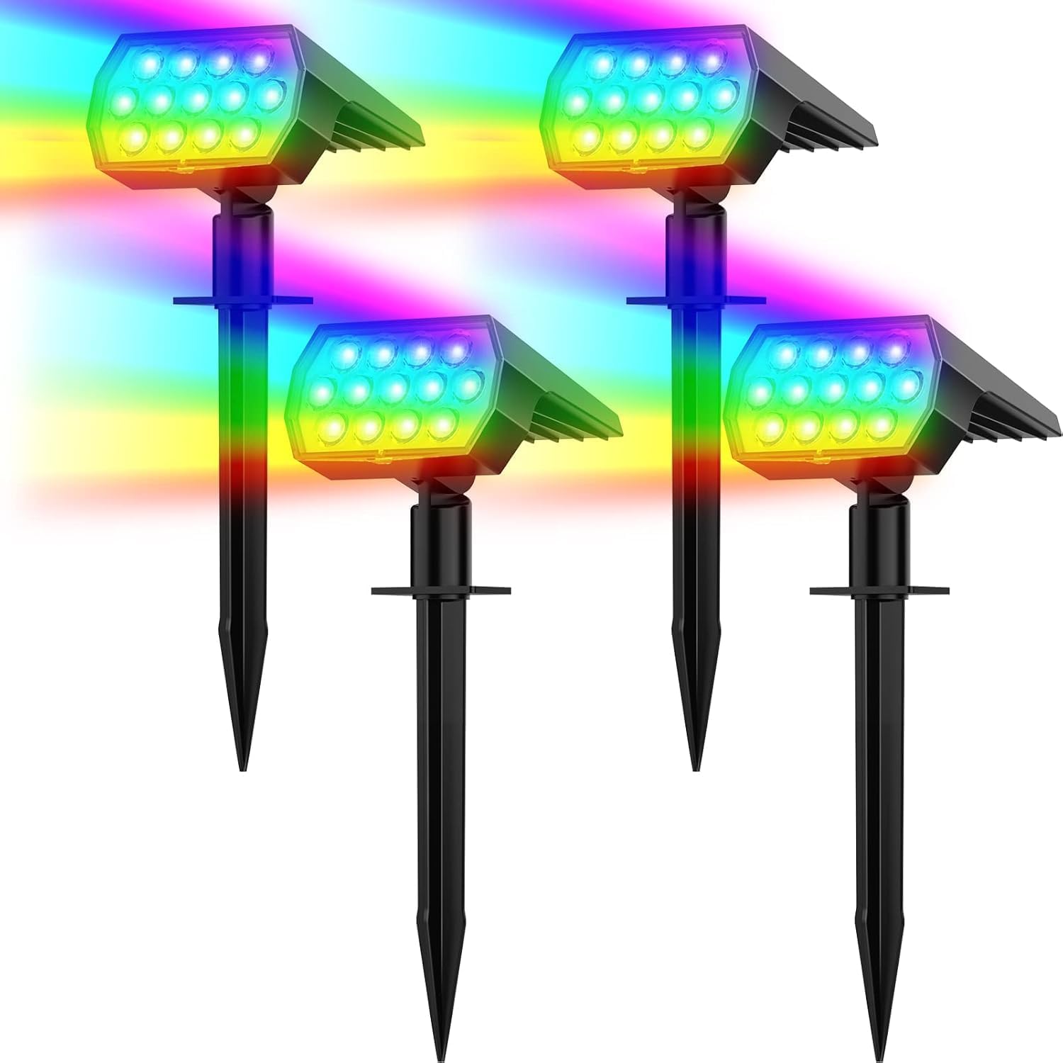 AUDERWIN Solar Spot Lights Outdoor Waterproof, 3 Packs, Cool White