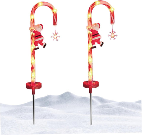 Candy Cane Christmas Decorations, Christmas Outdoor Decorations, 2PCS 8LED Solar Candy Cane Lights, 28 Inch Waterproof for Garden Lawn, Lights