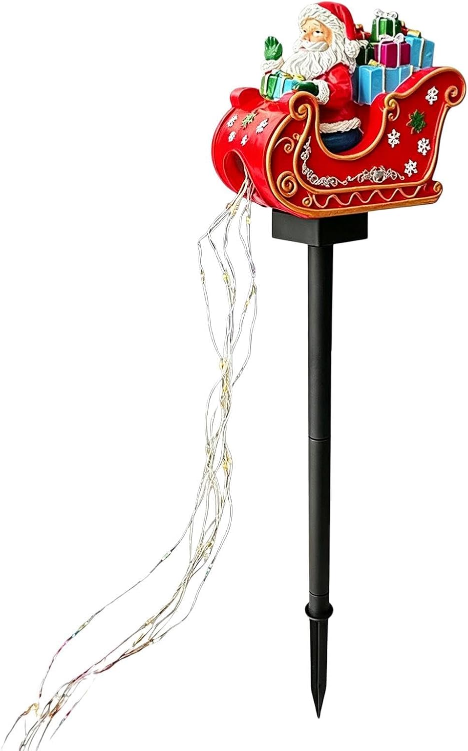 Solar Powered Christmas Lights Decorative Santa Sleigh Ground Stakes