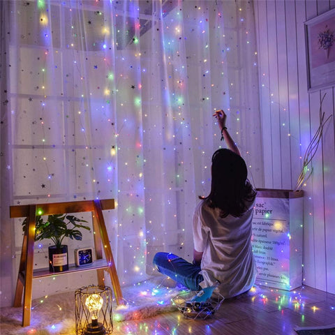 Unihoh Multicolor LED Curtain Fairy Lights 300 LEDs 3x3m USB Operated