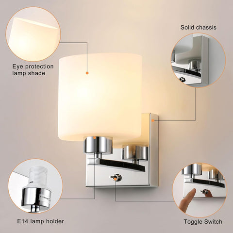 Modern Chrome Wall Light with Toggle Switch E14