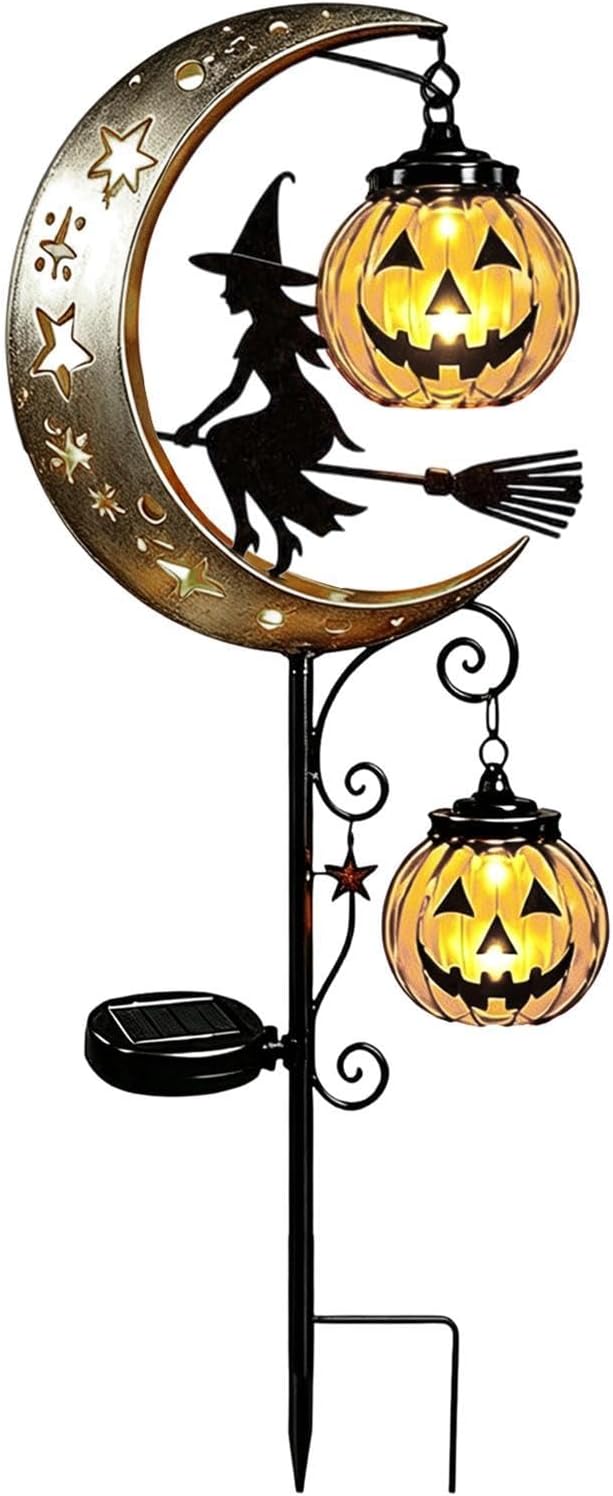 Halloween Solar Lights, Black Cat Pumpkin Moon Garden Stake Light