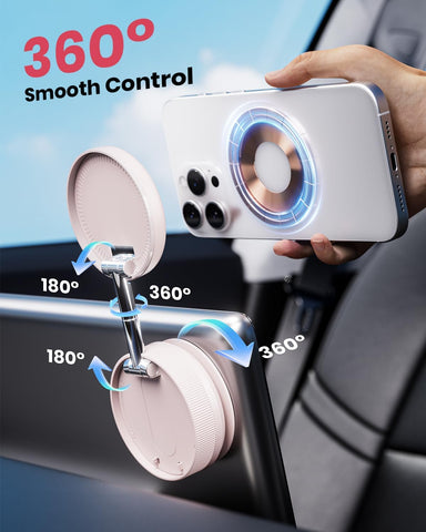 MagSafe Car Phone Holder Mount with N52 Dual Magnet Ring – Black