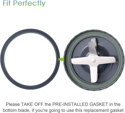 8 Piece Blender Replacement Parts Kit for NutriBullet 600W & 900W – Extractor Blade with Gaskets, Shock Pads & Gear, 6-Fin Stainless Steel Blades, BPA-Free Durable Seal