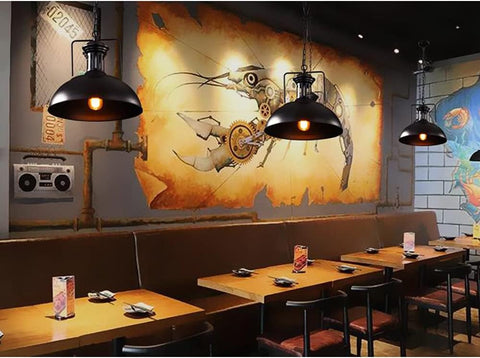 American Industrial Style Single Head E27 Chandelier White Round Wrought Iron Hanging Light Fixtures Macaron Industrial Pendant Lights Vintage Pendant Lamp Fixture Pendant Lighting For Kitchen Island
