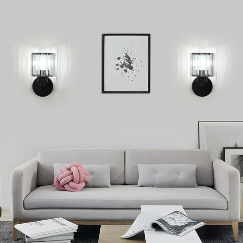 Modern Crystal Wall Light E27 Black Wall Sconce