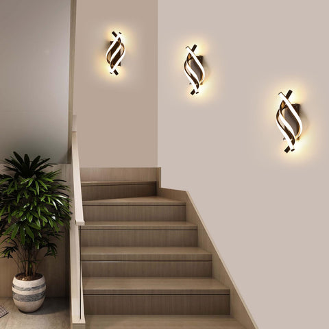 Modern LED Wall Light 22W Black Spiral Lamp