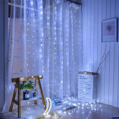 LED Curtain Fairy Twinkle Lights 3x3m 300 LEDs – Cool White – Unihoh