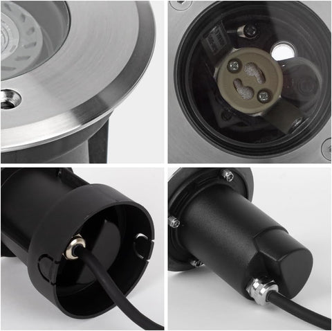 DAWALIGHT Recessed Ground GU10 5W LED Garden Light - IP67 Waterproof Outdoor Underground Round Walk Over Lighting for Pathway, Patio, Driveway - Mains Powered, Stainless Steel