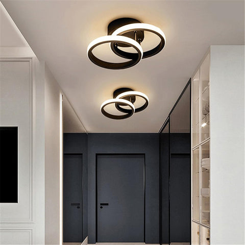LED Ceiling Light Modern Ceiling Lamp Black Rings Simple Ceiling Light Fixture LED for Corridor Kitchen Stairs Hallway Study Room Bedroom Living Room - Black 20W (Warm White Light 3000K).