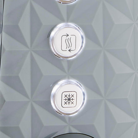 4 Slice Toaster – High Gloss Geometric Design, Defrost & Reheat, Wide Slots, Removable Crumb Tray – Grey