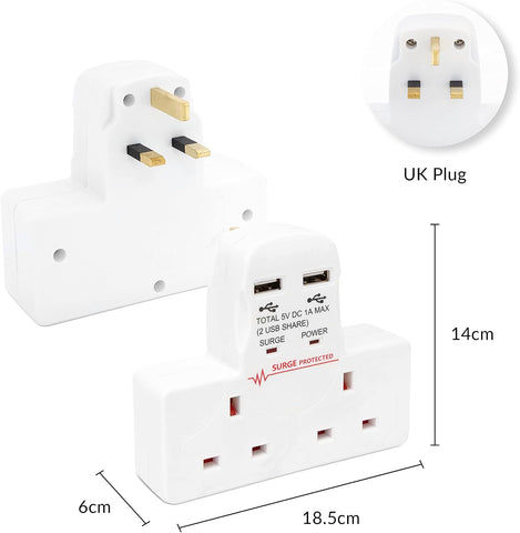 Mscien 1M 5 Way Extension Lead with Individual Switches & Surge Protection – Keep Your Everyday Essentials Connected, Your Space in Order