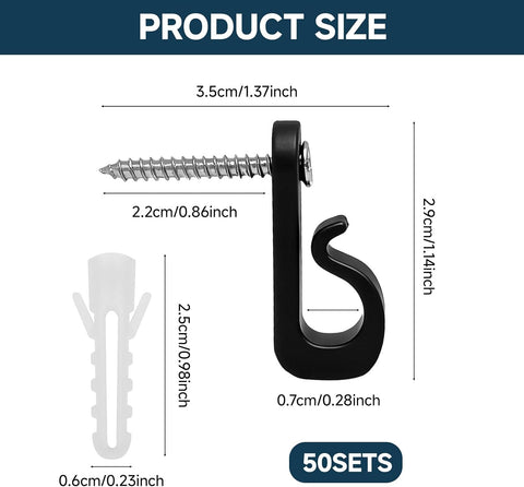 50 Pack Q Hanger Hooks Screw in Safety Buckle for String Lights Outdoor – Secure Garden Hooks for Fairy Lights, Decorations & Plants – Keep Every Hanging Detail Safely in Place