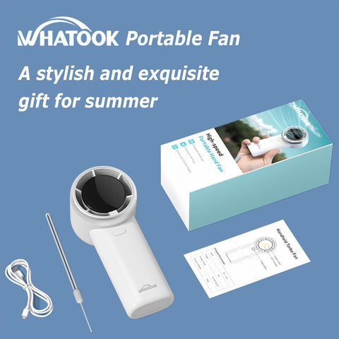 WHATOOK Handheld Fan, 2024 Powerful High Speed Cooling Turbo Mini Fan with LED Display, 5 Speeds USB Rechargeable Portable Fans, 2H Fast charging, Personal Small Stylish Travel Fan for Woman Outdoor