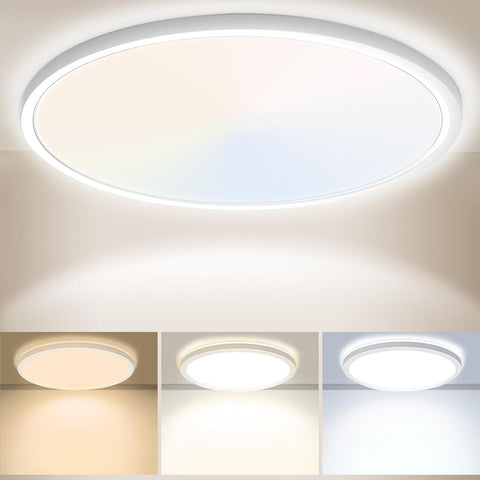24W Ultra-Thin LED Ceiling Light with Dimmable 2000K Backlight, Warm Night Light & Timer, Modern 12 Inch Round Flush Mount for Bedroom Living Room Kitchen