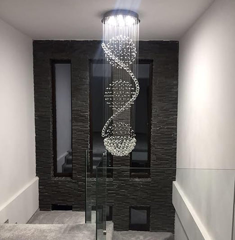 Luxurious Crystal Ball Chandelier - 138 Genuine Crystal Droplets Rainfall Design