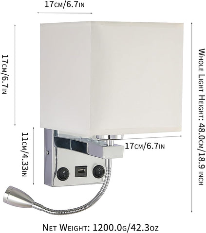 DEECOZY LED Bedside Reading Wall Lamp with Gooseneck 3W