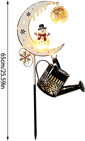 Solar Garden Lights - Metal Santa Snowman Design - Funny Outdoor Decor