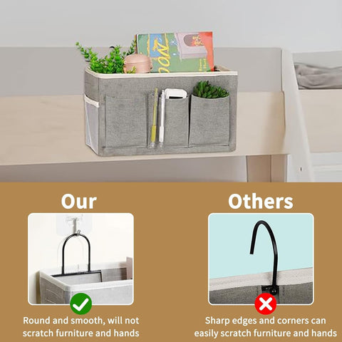 Eidoct Canvas Wall Hanging Organizer Bag with Hook, 3-pockets Storage Bag