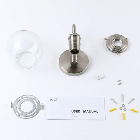 Yosoan Industrial Globe Wall Sconce with Clear Glass Shade