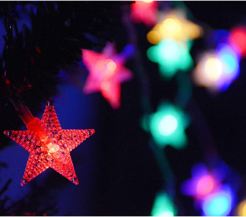 50 LED Star Fairy Lights – Battery Powered Colour Changing, Warm White & Multicoloured String Lights with Remote Control, Timer & IP65 Waterproof Design for Indoor & Outdoor Decorations