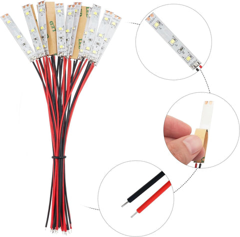 15 PCS 50mm Prewired LED Strip Lights 12V-18V White 2335 SMD Flexible