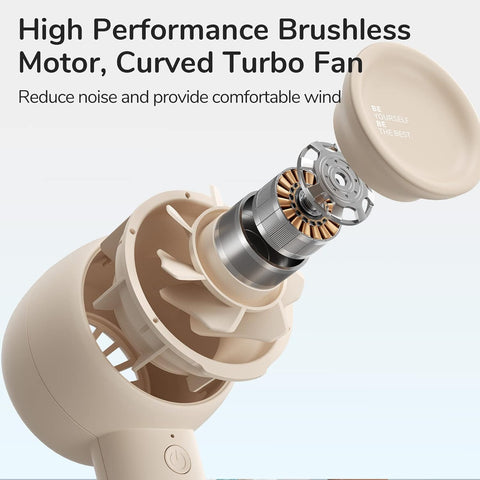 JISULIFE Mini Portable Fan-Bladeless Safe Design, Powerful Turbo Handheld Fan with 5 Speeds, 16Hrs Max Cooling Time，USB Rechargeable, Small Pocket for Travel/Lash, Gifts For Girls/Women