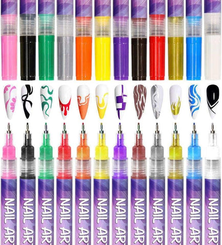 LUKA HERO 12 Colors Nail Art Pens Set – DIY Gel Nail Markers