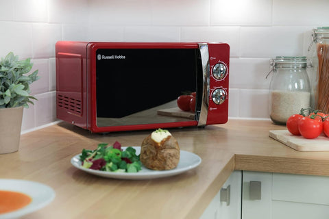 17L 700W Red Manual Microwave with 5 Power Levels & Defrost