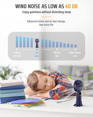 Mini Handheld USB Fan – Rechargeable 5-Speed Folding Fan with Base & Lanyard