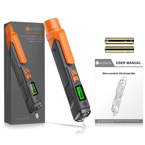 Neoteck Non Contact Voltage Tester Pen 12–1000V Adjustable Sensitivity AC Detector With LCD Display, Buzzer Alarm & LED Flashlight Grey