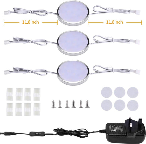 Under Cabinet Kitchen Lights 3 Pack 2700K Warm White LED with Switch