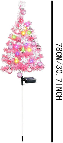 Illuminated Pine Stake, Solar Powered Holiday Tree, Light with Dusk to Dawn