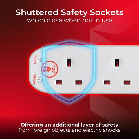 Masterplug 4 Way Surge Protected Extension Lead, 2m White – Keep Your Essential Tech Connected with Added Peace of Mind
