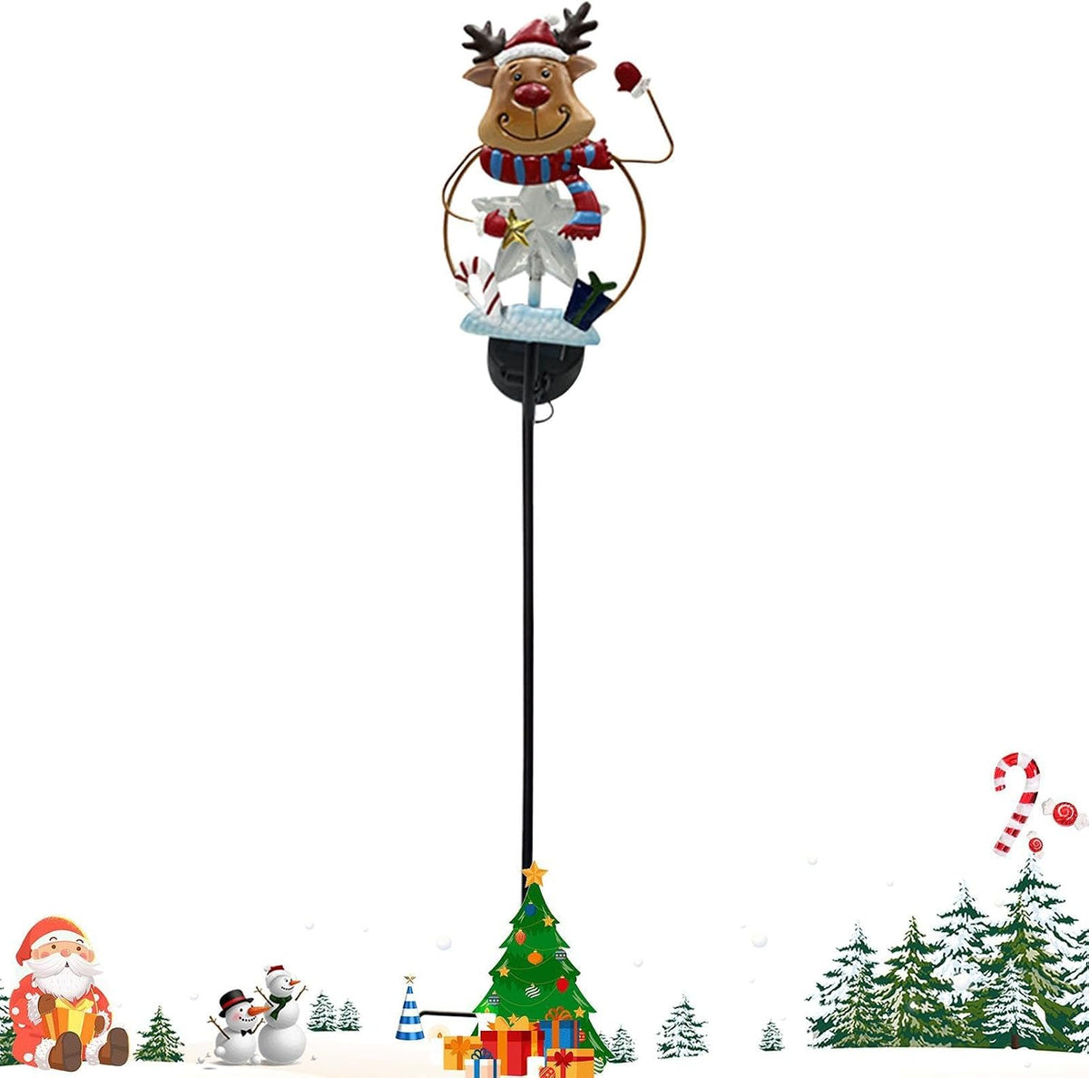 Christmas Solar Lights Outdoor Waterproof Snowman Elk Decorative Stake