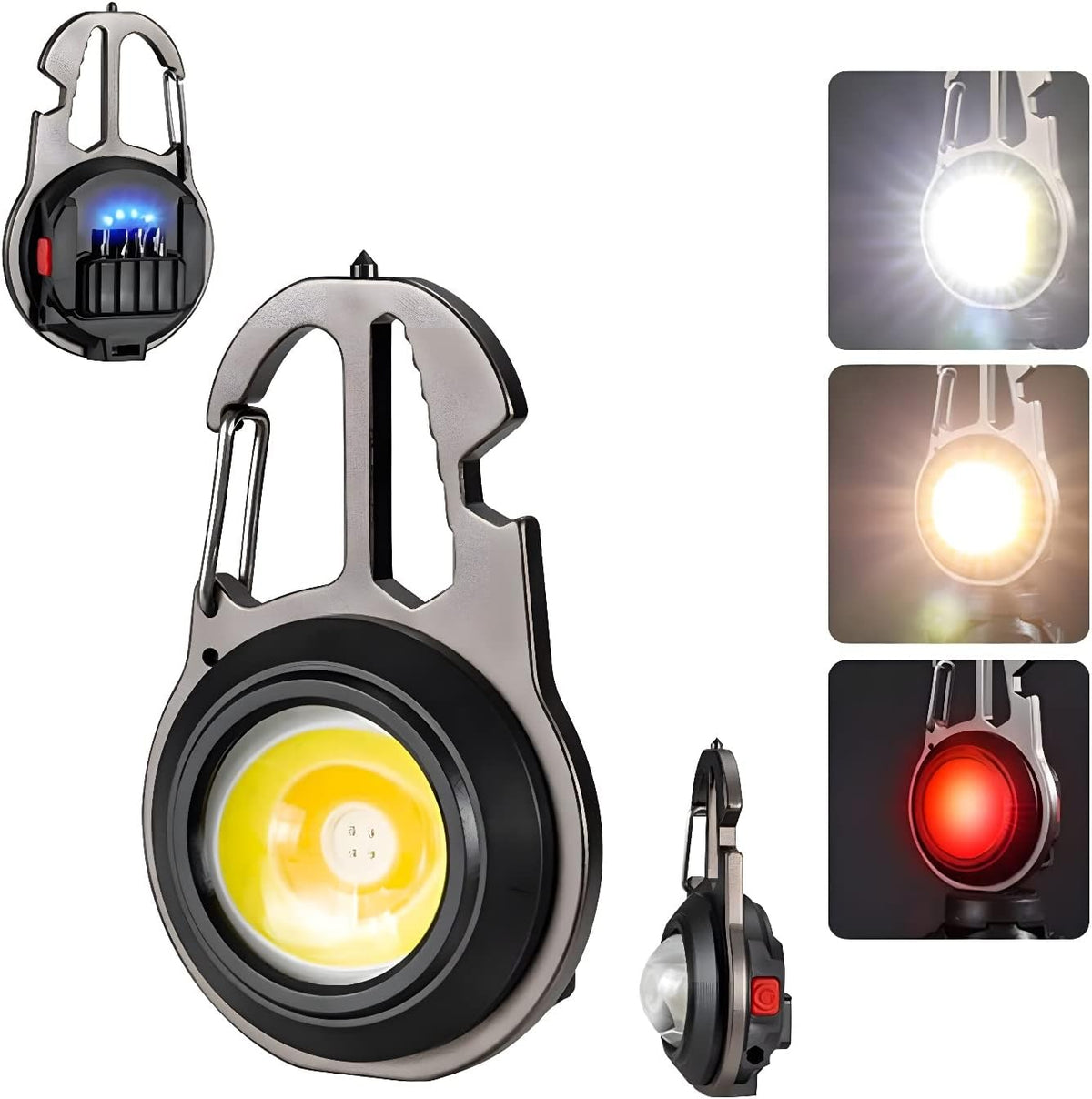 Keychain Light 7 Light Modes,500mAh Multifunctional Keychain Emergency Light,1000Lumens LED Torch Rechargeable,Portable Waterproof Keyring Work Light for Workshop Auto Repairing Emergency