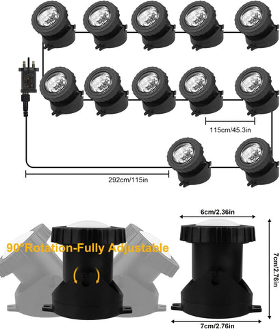 NATPOW RGB Underwater Pond Lights – IP68 Submersible LED Spotlights with APP & Remote Control for Ponds, Fountains, Pools & Gardens