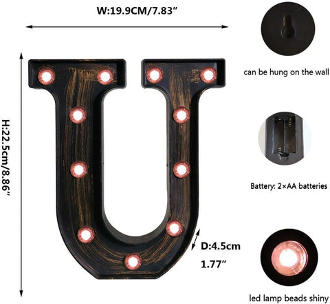 LED Marquee Letter U – Vintage Industrial Light Sign