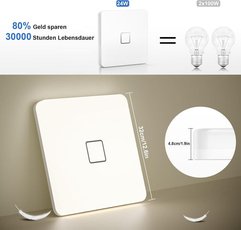 24W LED Ceiling Lights Modern Square Thin LED Ceiling lamp 2050lm Natural White