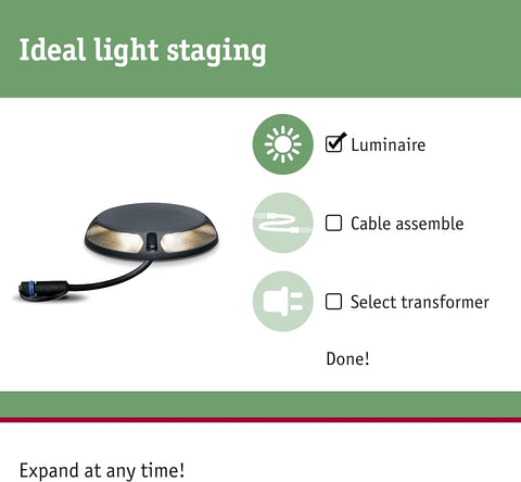 Paulmann 93920 Outdoor Plug & Shine Ground Surface-Mounted luminaire IP67 2x350lm 3000K 2x3W 24V 180° Anthracite alu