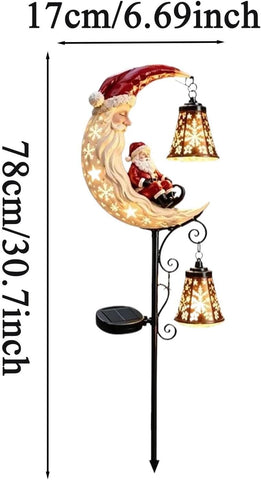 Solar Santa with Lantern Resin Christmas LED Moon Lights