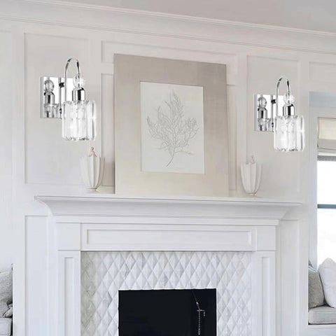 Battery Operated Crystal Wall Sconces with Remote Set of 2
