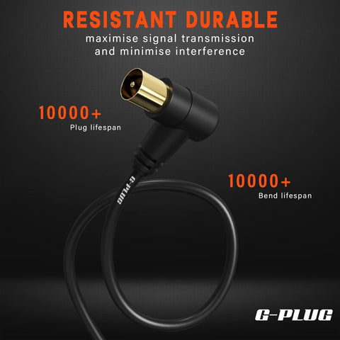 5m TV Aerial Cable with Right Angle Plug + Adapter