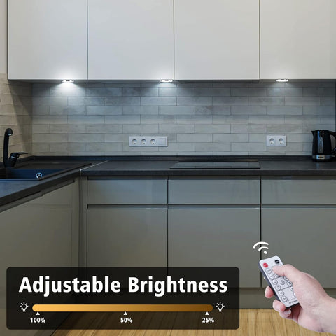 Under Cabinet Lighting Kit 6 Pack Dimmable LED Puck Lights with Remote