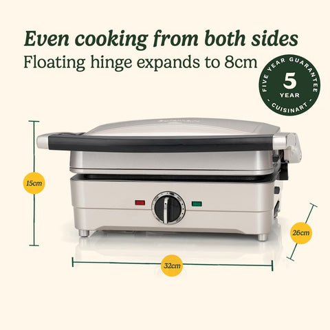 Waffle & Pancake Maker – Electric Grill with Even Cooking, Non-Stick Removable Interchangeable Plates, Dishwasher Safe, 210°C – Frosted Pearl