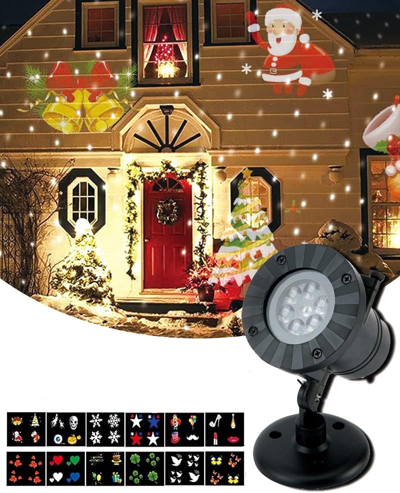 TEDD Christmas Projector Lights – Waterproof LED Landscape Projector with 12 Replaceable Festival Patterns for Indoor & Outdoor Garden, House, Wall & Party Decorations