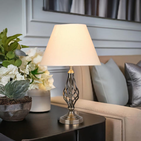 Lighting Supermarket Kingswood Barley Twist Traditional Table Lamp & Shade - Antique Brass