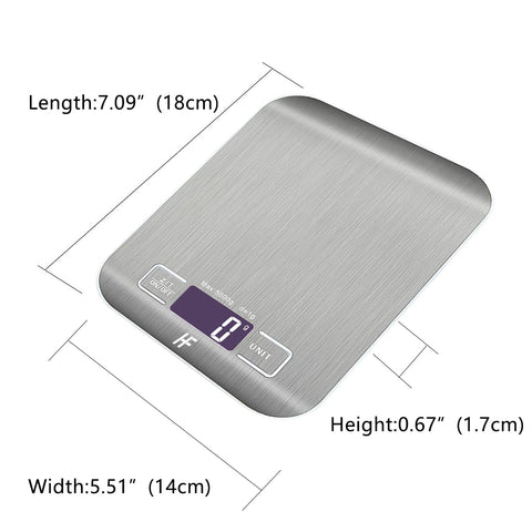 Digital Kitchen Scale 5kg/1g – Stainless Steel Food Weighing Scale with Backlit LCD, Multifunction Cooking & Baking Scale